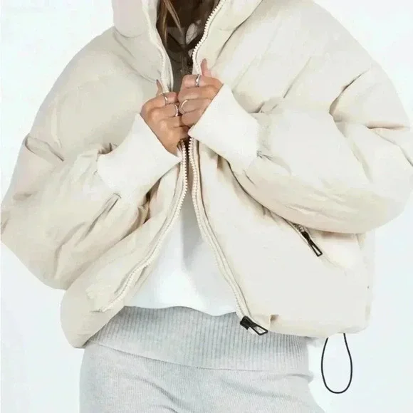 Women's Beige Puffer Jacket - Picture 2 of 6